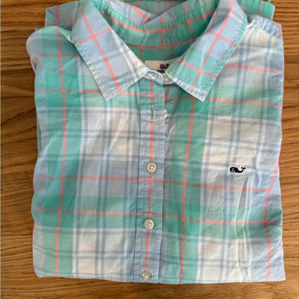 Vineyard vines long sleeve summer plaid cotton size 6 long sleeve shirt